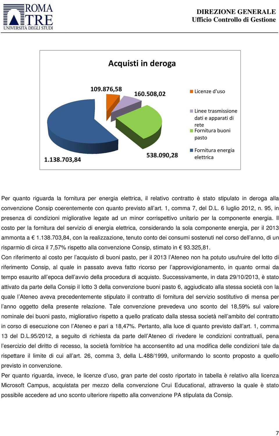 all art. 1, comma 7, del D.L. 6 luglio 2012, n. 95, in presenza di condizioni migliorative legate ad un minor corrispettivo unitario per la componente energia.