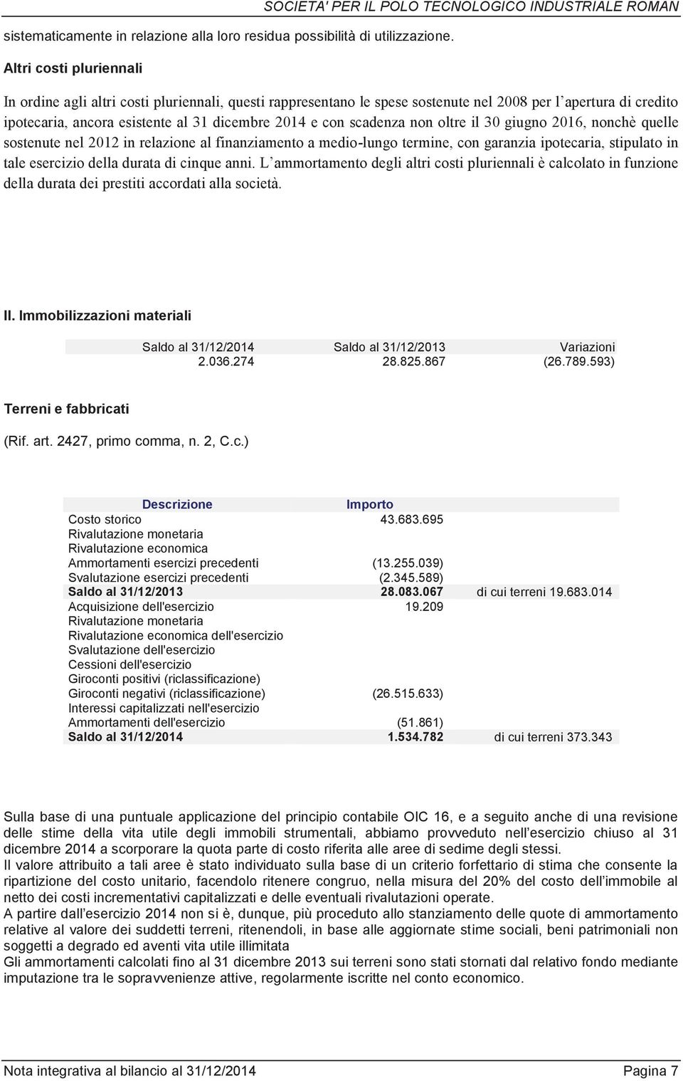 ipotecaria, ancora esistente al 31 dicembre 2014 e con scadenza non oltre il 30 giugno 2016, nonchè quelle sostenute nel 2012 in relazione al finanziamento a medio-lungo termine, con garanzia