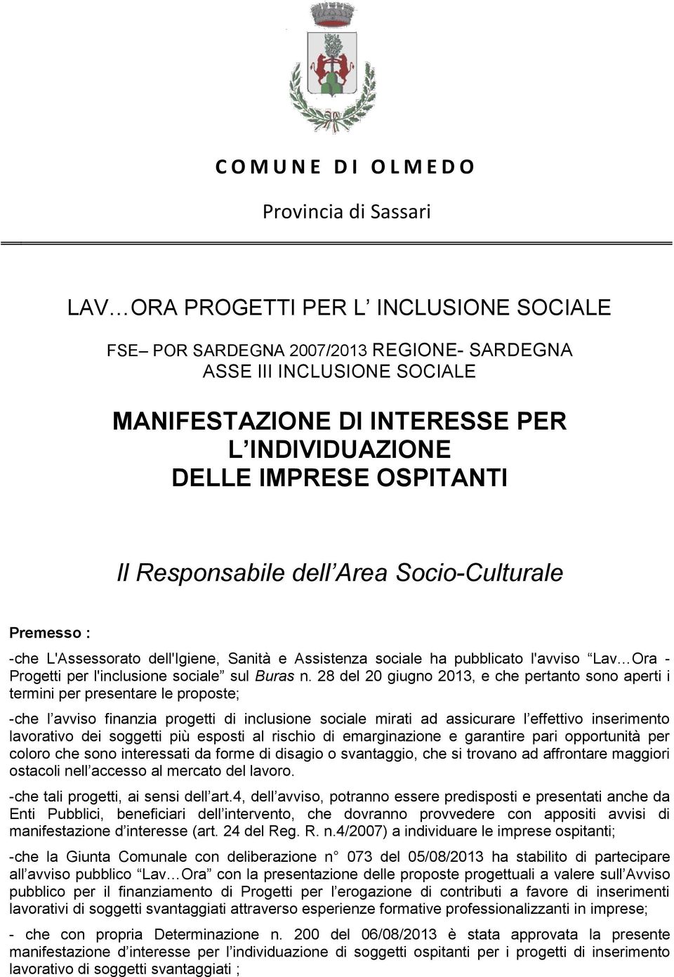 l'inclusione sociale sul Buras n.