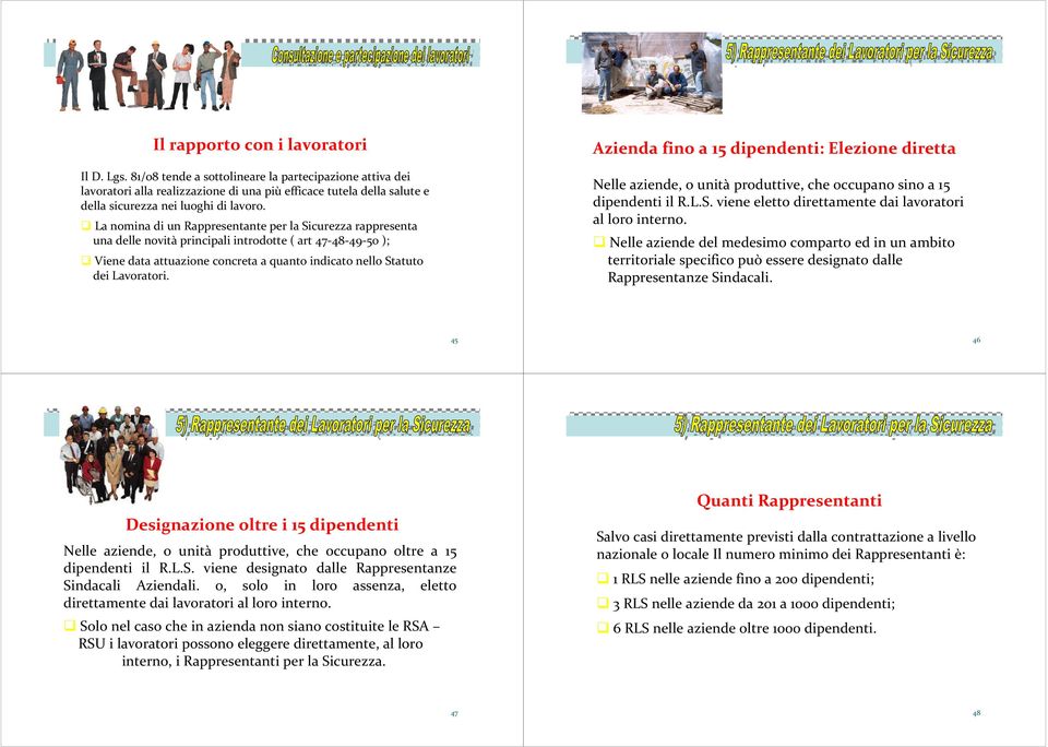 Azinda fino a 15 dipndnti: Elzion dirtta Nll azind, o unità produttiv, ch occupano sino a 15 dipndnti il R.L.S. vin ltto dirttamnt dai lavoratori loro intrno.