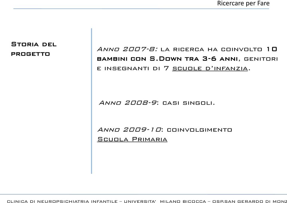 Anno 2008-9: casi singoli.