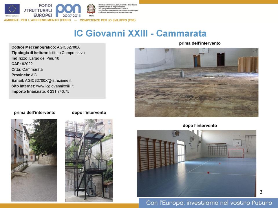it Sito Internet: www.icgiovannixxiiii.it Importo finanziato: 231.