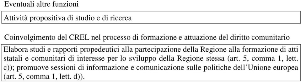 Regione alla formazione di atti statali e comunitari di interesse per lo sviluppo della Regione stessa (art.