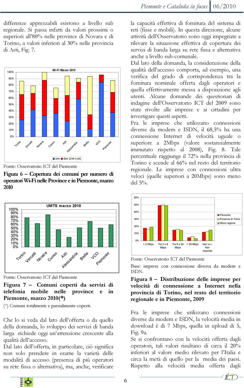 100% 90% 80% 70% 60% 50% 40% 30% 20% 10% 0% Torino Vercelli Novara Wi-Fi Marzo 2010 Cuneo Asti Alessandria uno due tre o più Biella VCO Fonte: Osservatorio ICT del Figura 6 Copertura dei comuni per