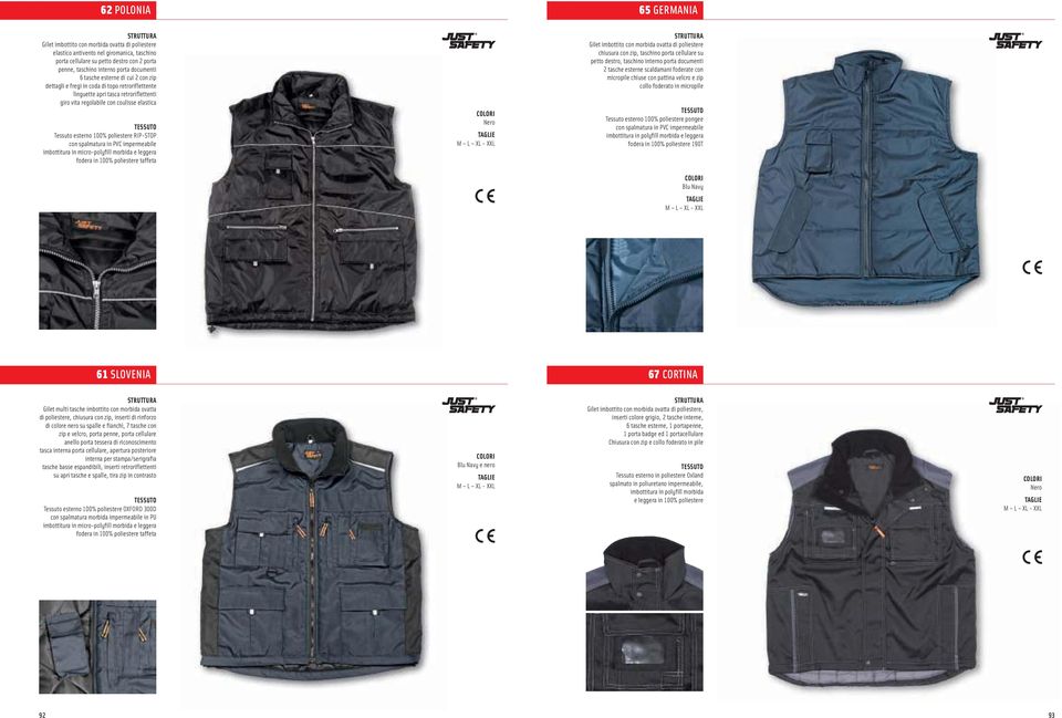 RIP-STOP con spalmatura in PVC impermeabile imbottitura in micro-polyfill morbida e leggera fodera in 100% poliestere taffeta Nero Gilet imbottito con morbida ovatta di poliestere chiusura con zip,