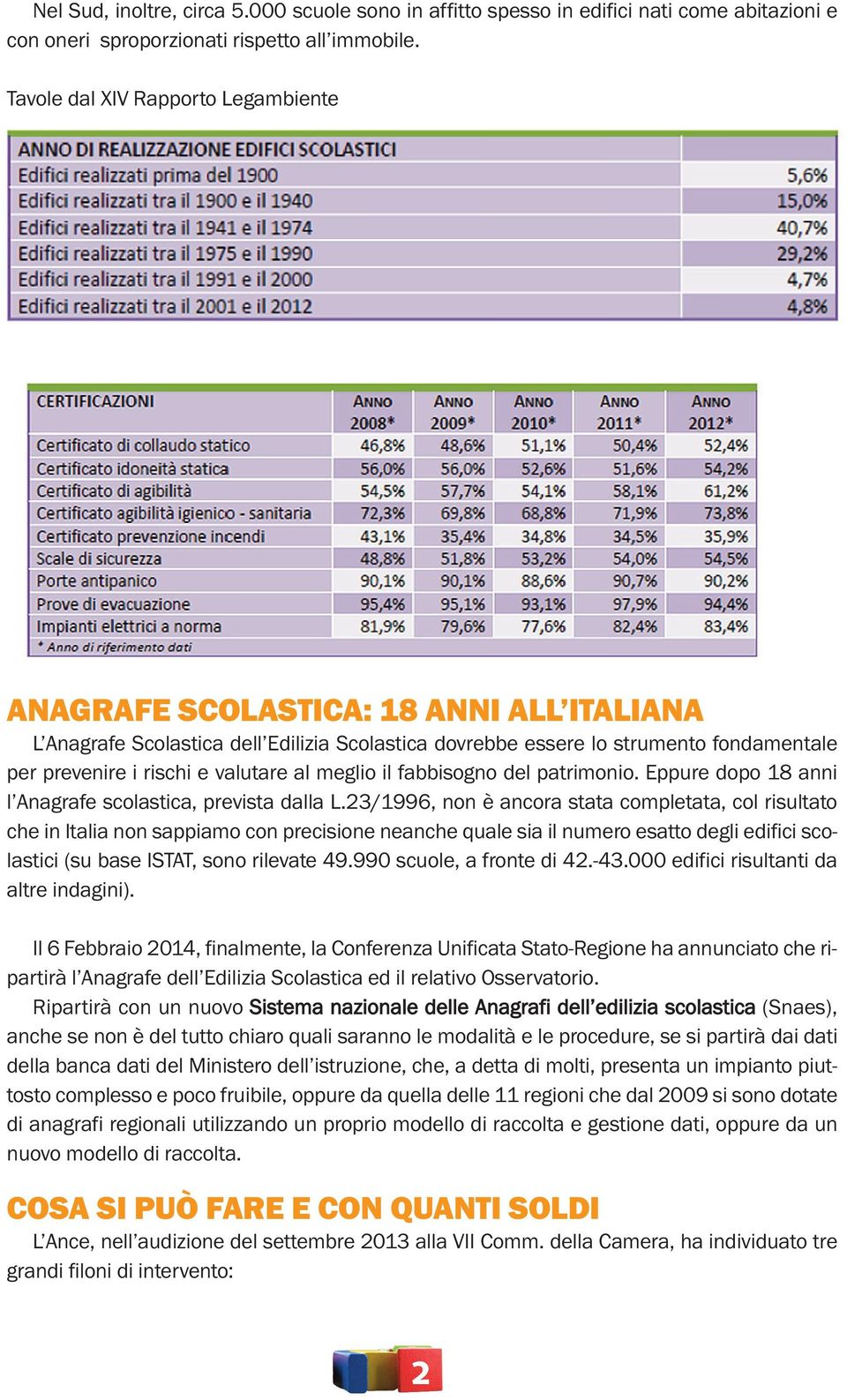 valutare al meglio il fabbisogno del patrimonio. Eppure dopo 18 anni l Anagrafe scolastica, prevista dalla L.