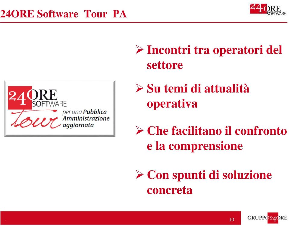 operativa Che facilitano il confronto e la