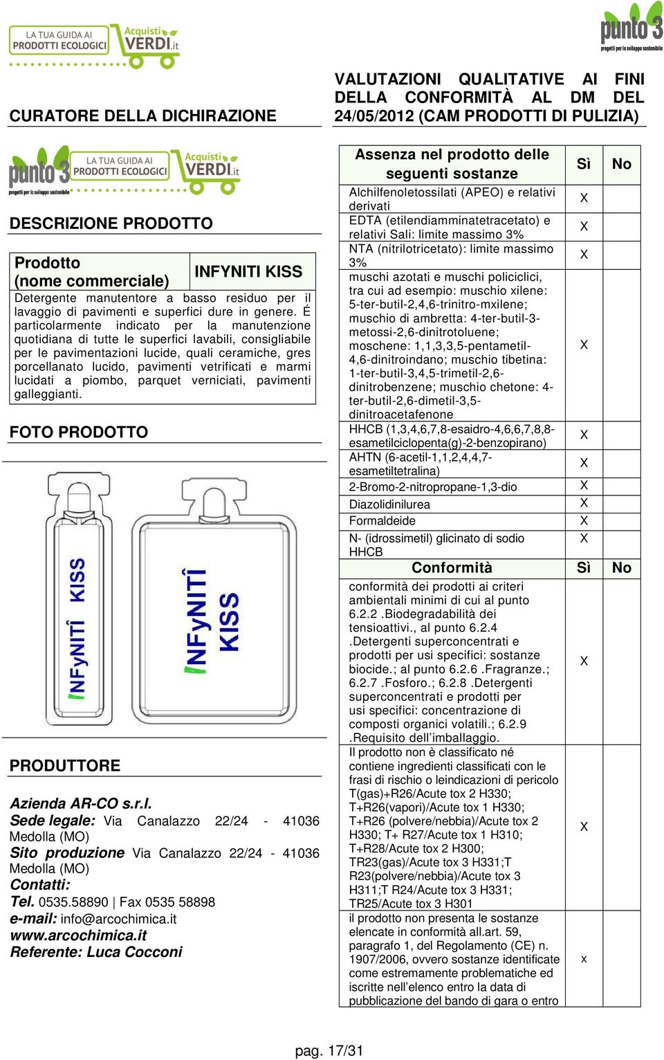 e marmi lucidati a piombo, parquet verniciati, pavimenti galleggianti. FOTO PRODOTTO PRODUTTORE Azienda AR-CO s.r.l. Sede legale: Via Canalazzo 22/24-41036 Sito produzione Via Canalazzo 22/24-41036 Contatti: Tel.