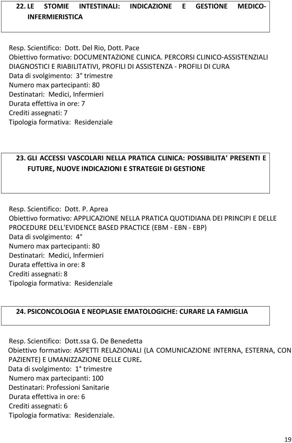 effettiva in ore: 7 Crediti assegnati: 7 23. GLI ACCESSI VASCOLARI NELLA PR