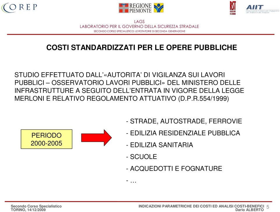 RELATIVO REGOLAMENTO ATTUATIVO (D.P.R.554/1999) - STRADE, AUTOSTRADE, FERROVIE PERIODO 2000-2005 - EDILIZIA