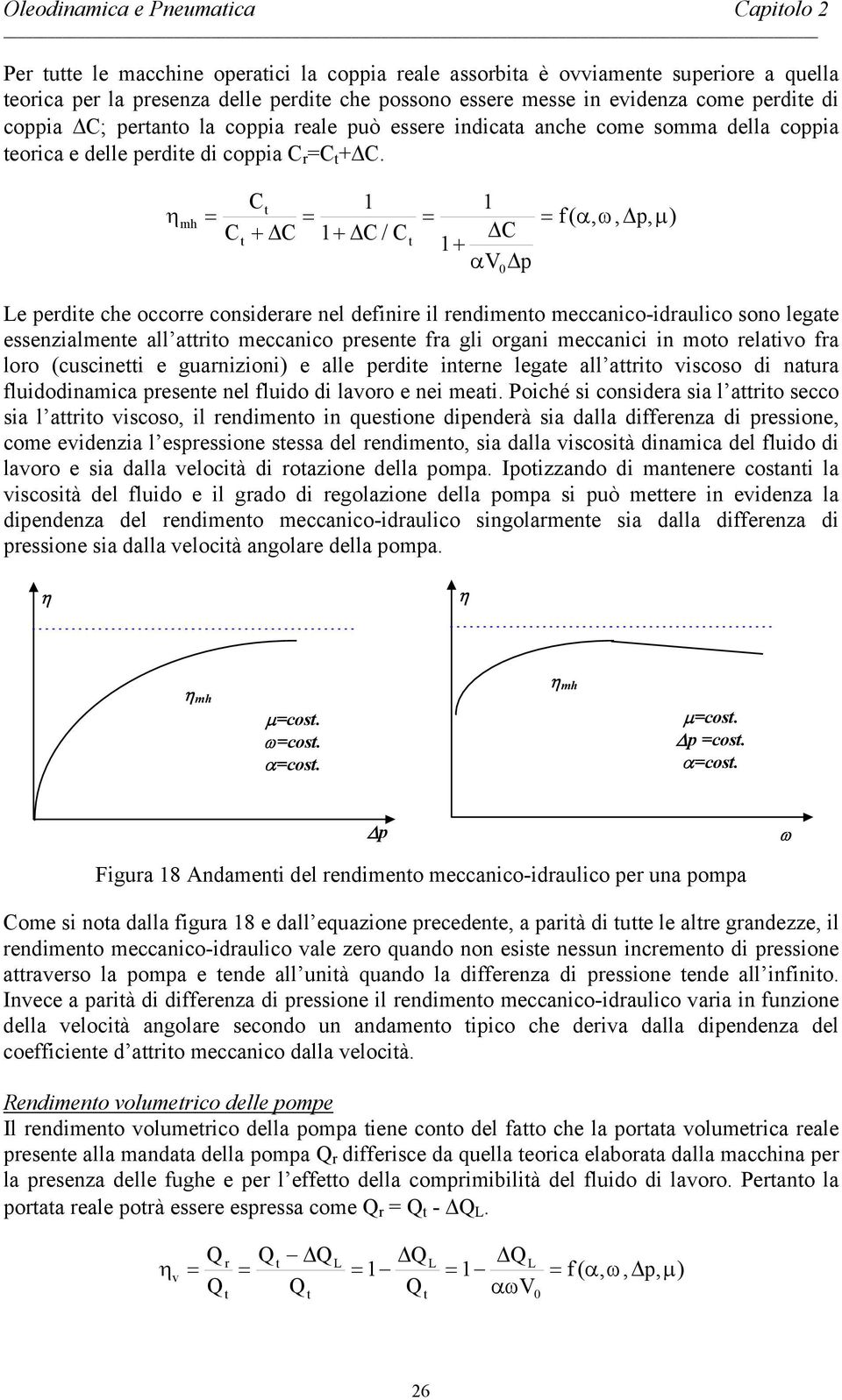 mh C 1 1 C + C 1 + C/ C C 1+ αv f( α,,, µ ) Le perde che occorre consderare nel defnre l rendmeno meccanco-draulco sono legae essenzalmene all aro meccanco presene fra gl organ meccanc n moo relavo