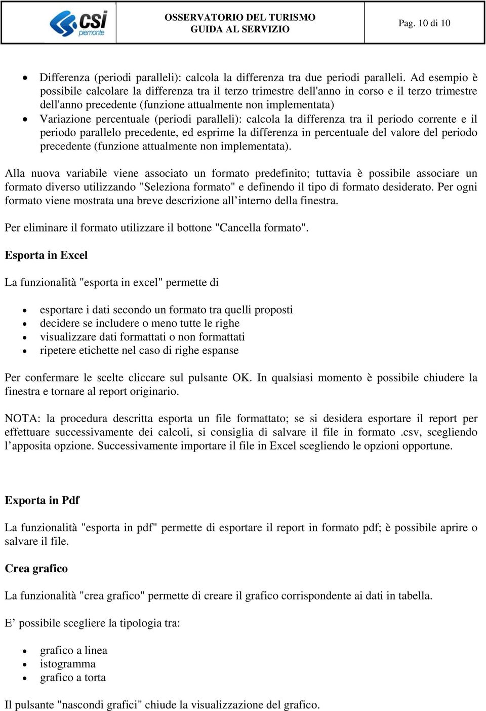 (periodi paralleli): calcola la differenza tra il periodo corrente e il periodo parallelo precedente, ed esprime la differenza in percentuale del valore del periodo precedente (funzione attualmente