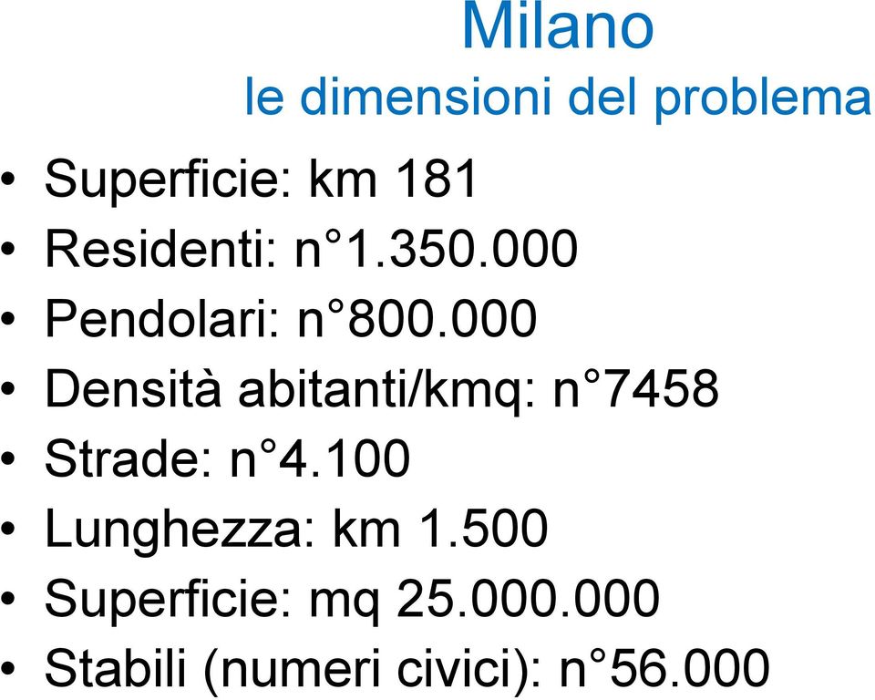 000 Densità abitanti/kmq: n 7458 Strade: n 4.