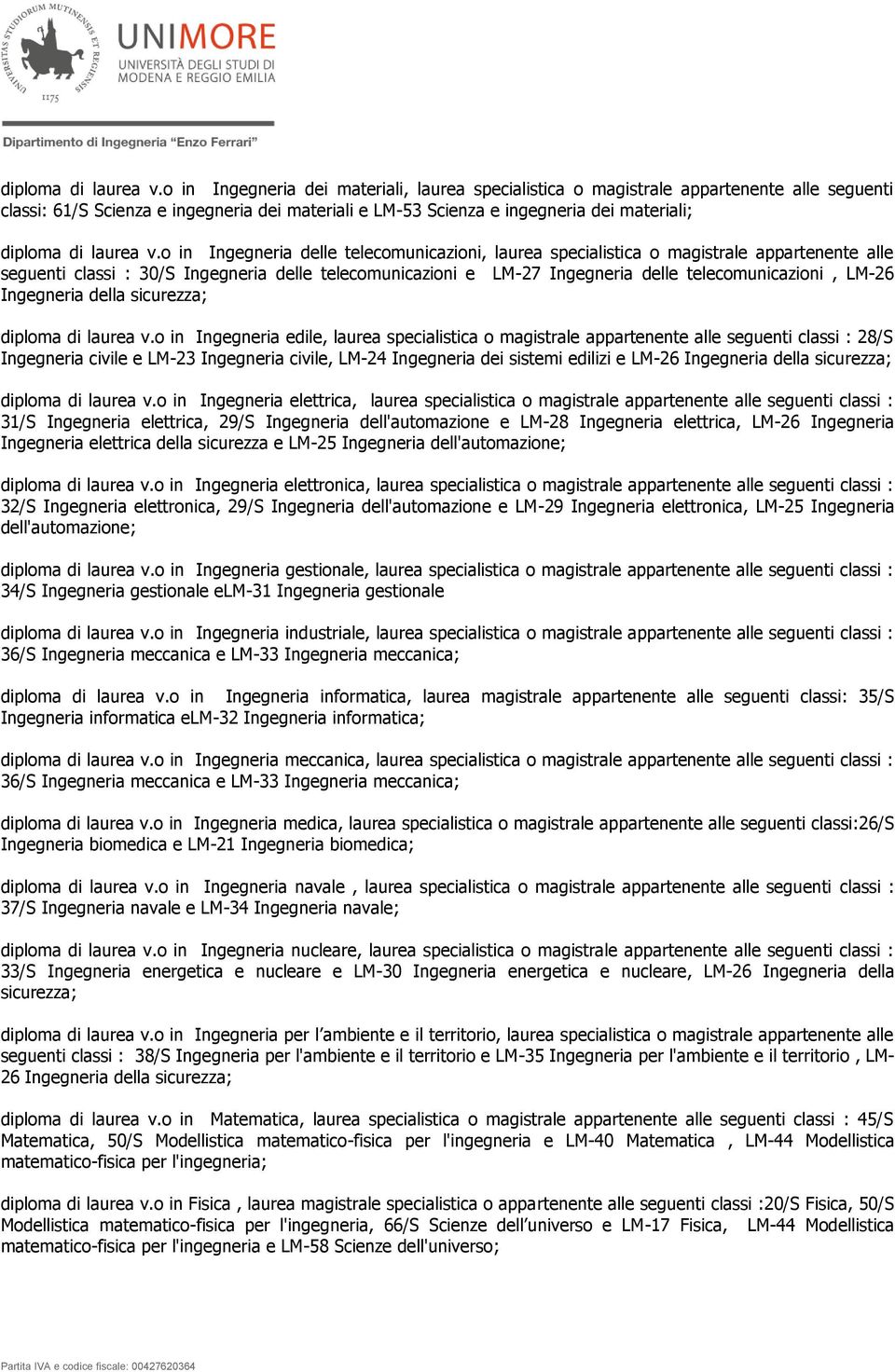 delle telecmunicazini, laurea specialistica magistrale appartenente alle seguenti classi : 30/S Ingegneria delle telecmunicazini e LM-27 Ingegneria delle telecmunicazini, LM-26 Ingegneria della