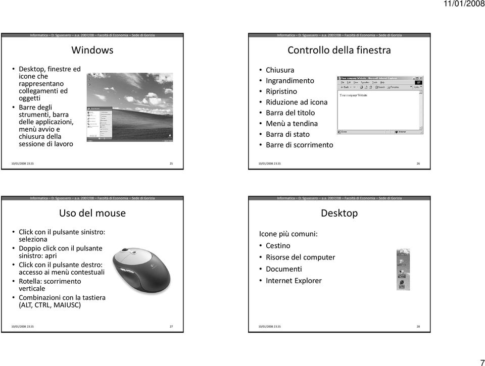 55 26 Uso del mouse Click con il pulsante sinistro: seleziona Doppio click con il pulsante sinistro: apri Click con il pulsante destro: accesso ai menù contestuali Rotella: