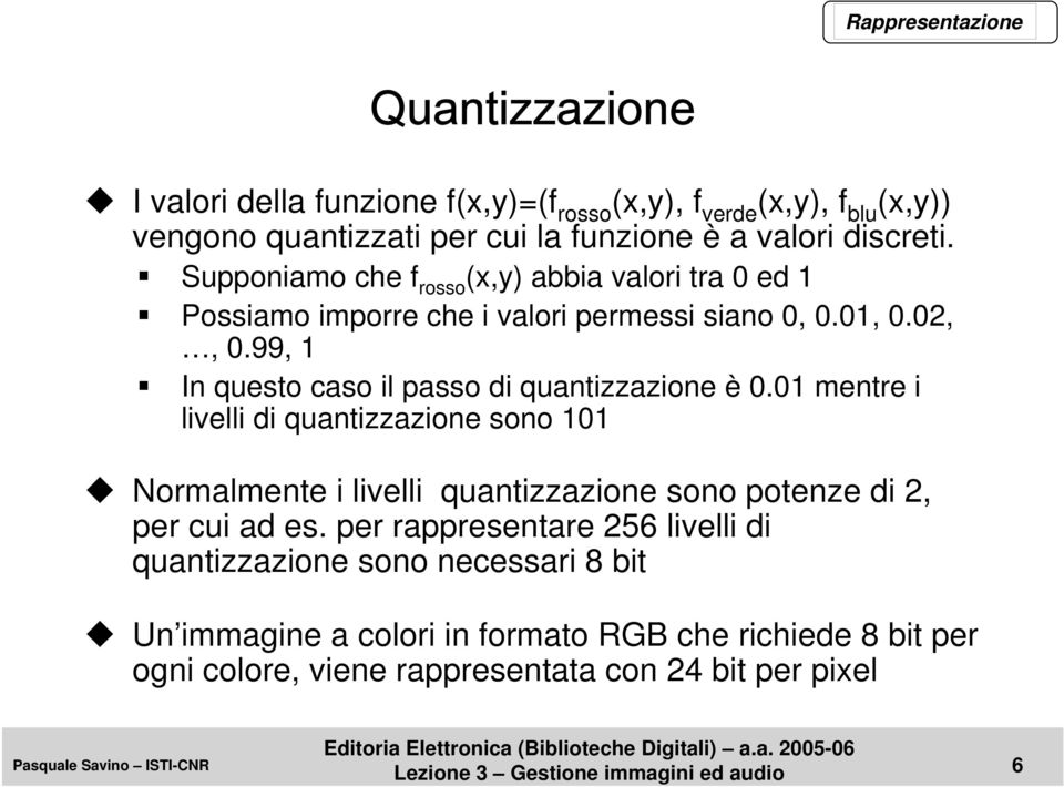 01 mentre i livelli di quantizzazione sono 101 Normalmente i livelli quantizzazione sono potenze di 2, per cui ad es.