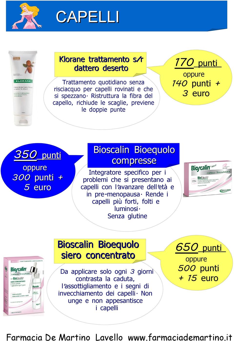 Integratore specifico per i problemi che si presentano ai capelli con l' avanzare dell' età e in pre- menopausa. Rende i capelli più forti, folti e luminosi.