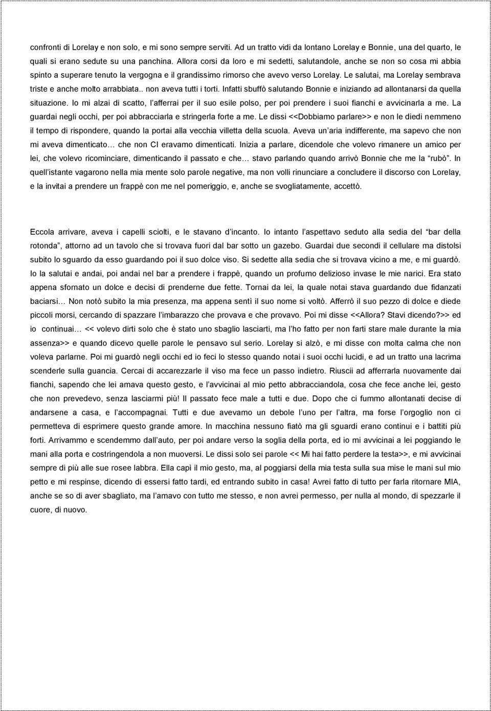 Le salutai, ma Lorelay sembrava triste e anche molto arrabbiata.. non aveva tutti i torti. Infatti sbuffò salutando Bonnie e iniziando ad allontanarsi da quella situazione.