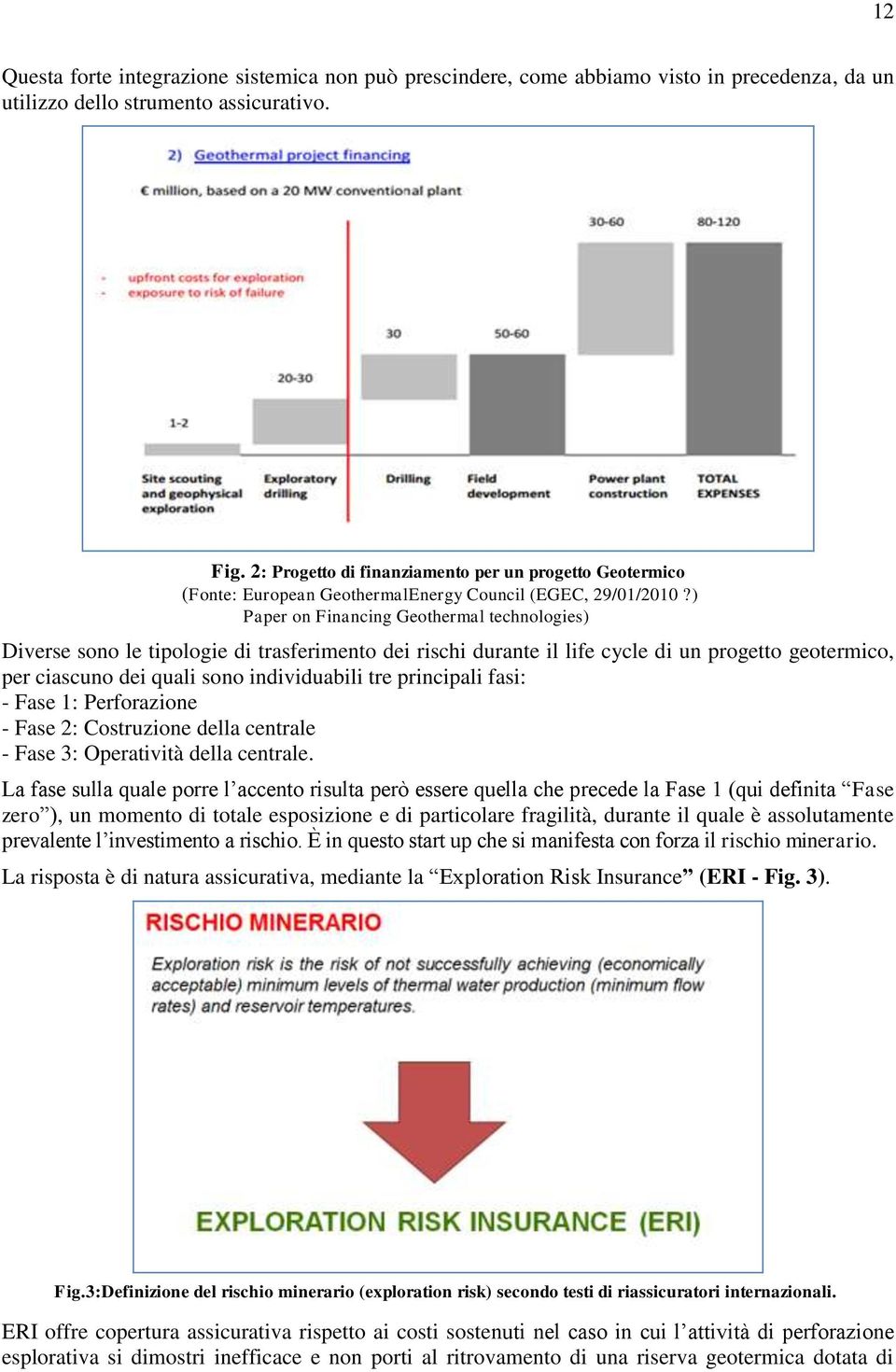 ) Paper on Financing Geothermal technologies) Diverse sono le tipologie di trasferimento dei rischi durante il life cycle di un progetto geotermico, per ciascuno dei quali sono individuabili tre