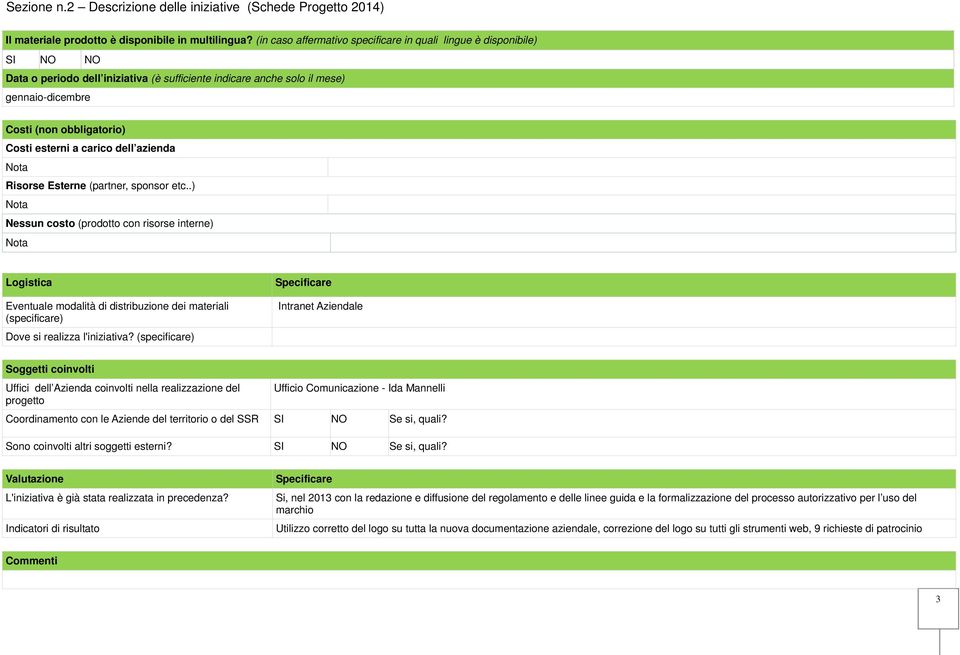 esterni a carico dell azienda Risorse Esterne (partner, sponsor etc.