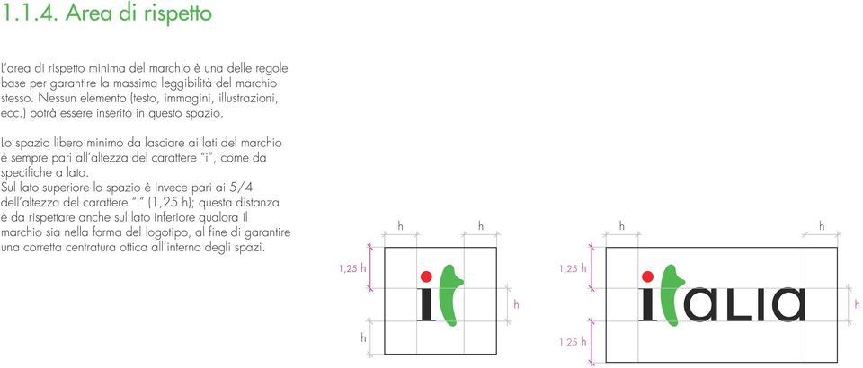 Lo spazio libero minimo da lasciare ai lati del marchio è sempre pari all altezza del carattere i, come da specifi che a lato.