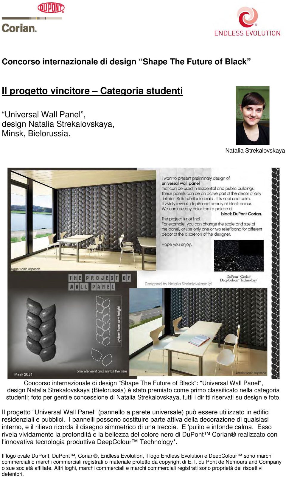 nella categoria studenti; foto per gentile concessione di Natalia Strekalovskaya, Il progetto Universal Wall Panel (pannello a parete universale) può essere utilizzato in edifici residenziali e