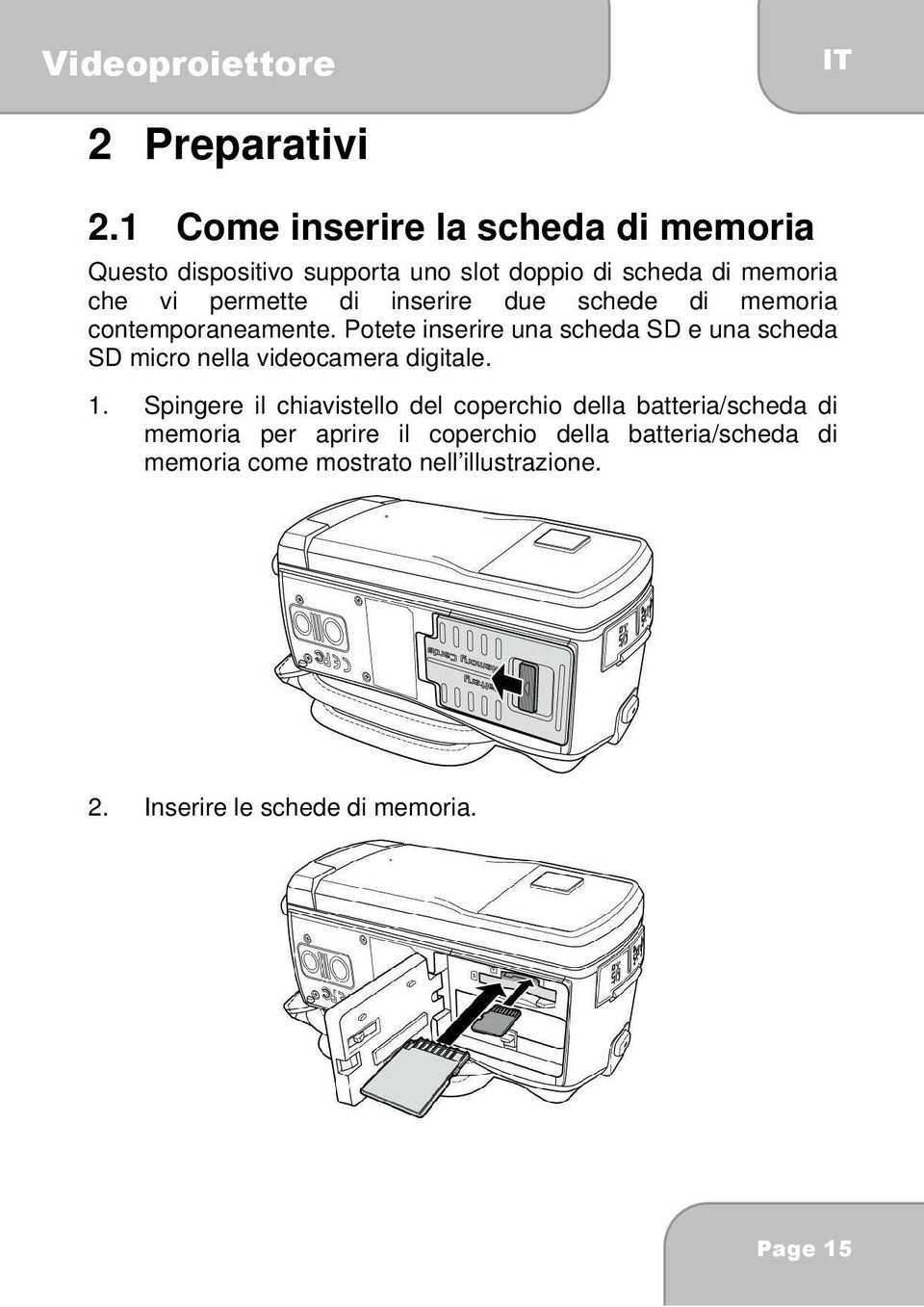 di inserire due schede di memoria contemporaneamente.