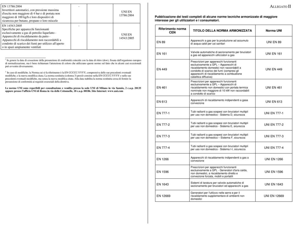 dei fumi per utilizzo all'aperto o in spazi ampiamente ventilati 13786:2004 14543:2005 i In genere la data di cessazione della presunzione di conformità coincide con la data di ritiro (dow), fissata