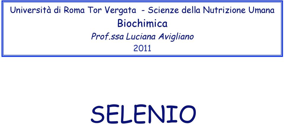 Nutrizione Umana Biochimica