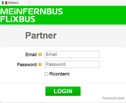 Portale delle agenzie (la vostra area amministrativa) Con i vostri dati di accesso potete accedere anche al sito https://agency.flixbus.