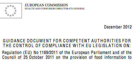 Altre disposizioni Regolamento 1169/2011 precisa che la Commissione può adottare - (art.34) atti per indicare valore energetico e quantità sostanze nutritive da considerare trascurabili - (art.
