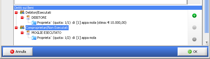 Dalla Sezione Diritti sui Beni selezionare Comproprietari/Non Esecutati e cliccare sulla