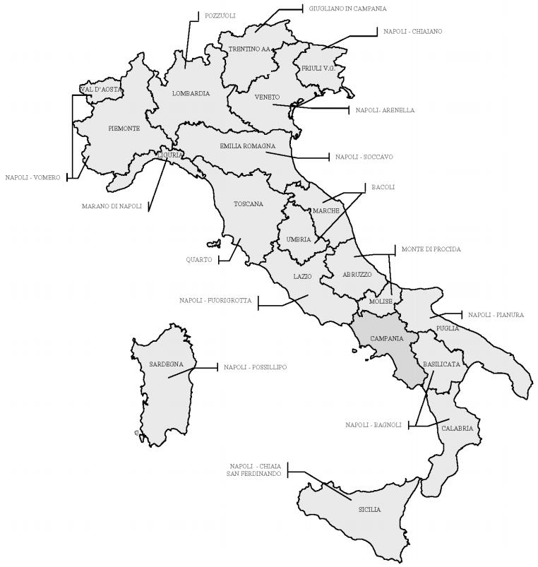 Emergenza Vulcanica Campi Flegrei Comuni/quartieri Pozzuoli Bacoli Monte di Procida Quarto Napoli - municipalità 1 - quartieri San Ferdinando (pro parte), Chiaia Napoli - municipalità 1 - quartiere