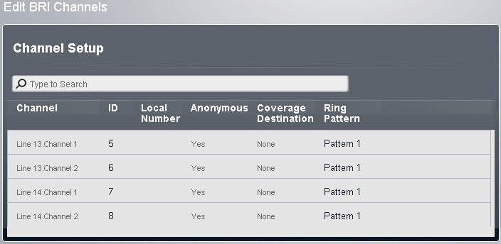 Menu di configurazione: Sistema 3.6.2.2 Dettagli linea BRI È possibile accedere a questo menu facendo clic sul collegamento Visualizza dettagli accanto a una linea nella tabella Linee installate 79.