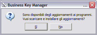 Tale inserimento va eseguito solamente al primo utilizzo della Business Key Lite.