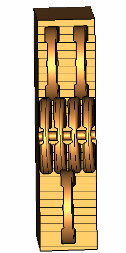 In tale figura sono evidenziate le cavità d accoppiamento (coupling cavity) spostate lateralmente rispetto al fascio; in tal modo le dimensioni dell acceleratore vengono notevolmente ridotte.