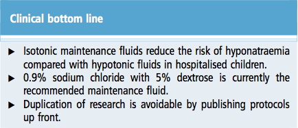 Nei bambini ospedalizzati il mantenimento con soluzioni isotoniche riduce il rischio di iponatriemia rispetto