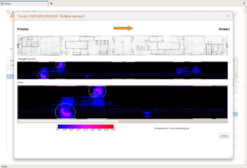 Esempio allarme termico - zona dischi freno Immagine CAD sottocassa Immagine