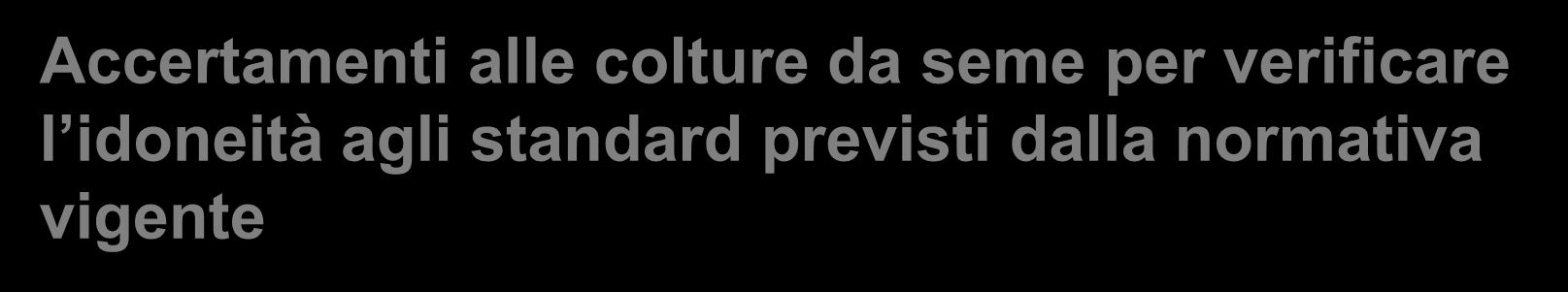 Accertamenti alle colture da seme per verificare l idoneità agli standard previsti dalla normativa vigente Numero di visite: Almeno un ispezione