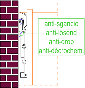 NOTE TECNICHE SISTEMI DI FISSAGGIO A MURO Tutti gli eleenti sospesi vengono ontati a uro traite barra e attaccaglia. Le attaccaglie sono dotate di sistea anti-sganciaento.