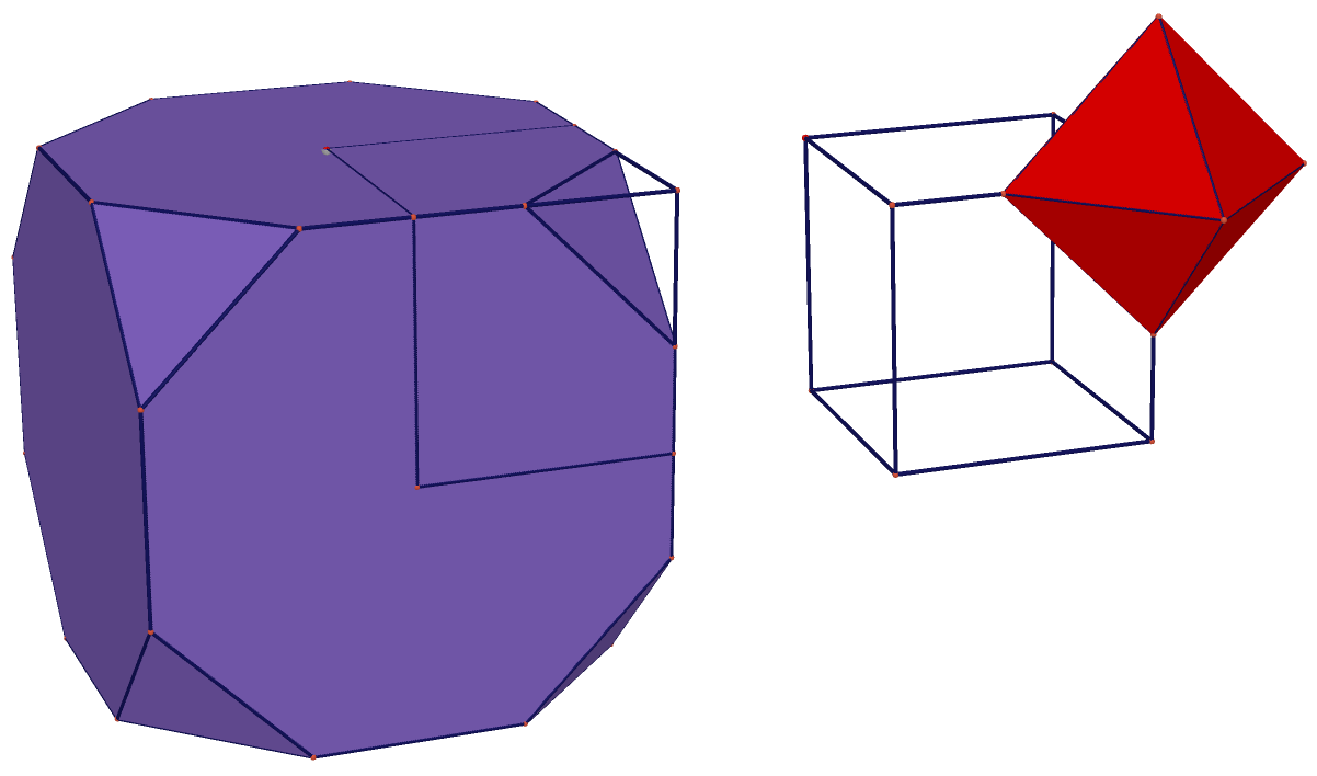 4. Tassellazione con ottaedri e tetraedri Figura 11 E possibile tassellare lo spazio anche con ottaedri e tetraedri e poiché i due solidi sono poliedri regolari, questa tassellazione è
