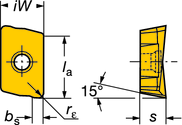 Inserti per CoroMill 390 CoroMill 390 RSATURA 18 Inserti raggiati Leggera Media Nota! Raggi intermedi ed altre combinazioni di qualità e geometrie vengono forniti su richiesta come inserti speciali.