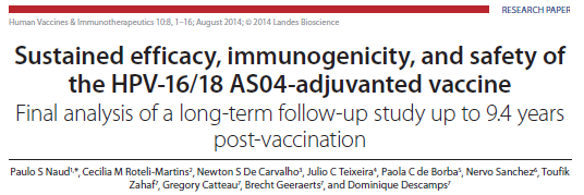 Immunogenicità a lungo termine Anticorpi* vs HPV16 e HPV18 fino a 9.4 anni GMT, (EL.U/mL) GMT, (EL.