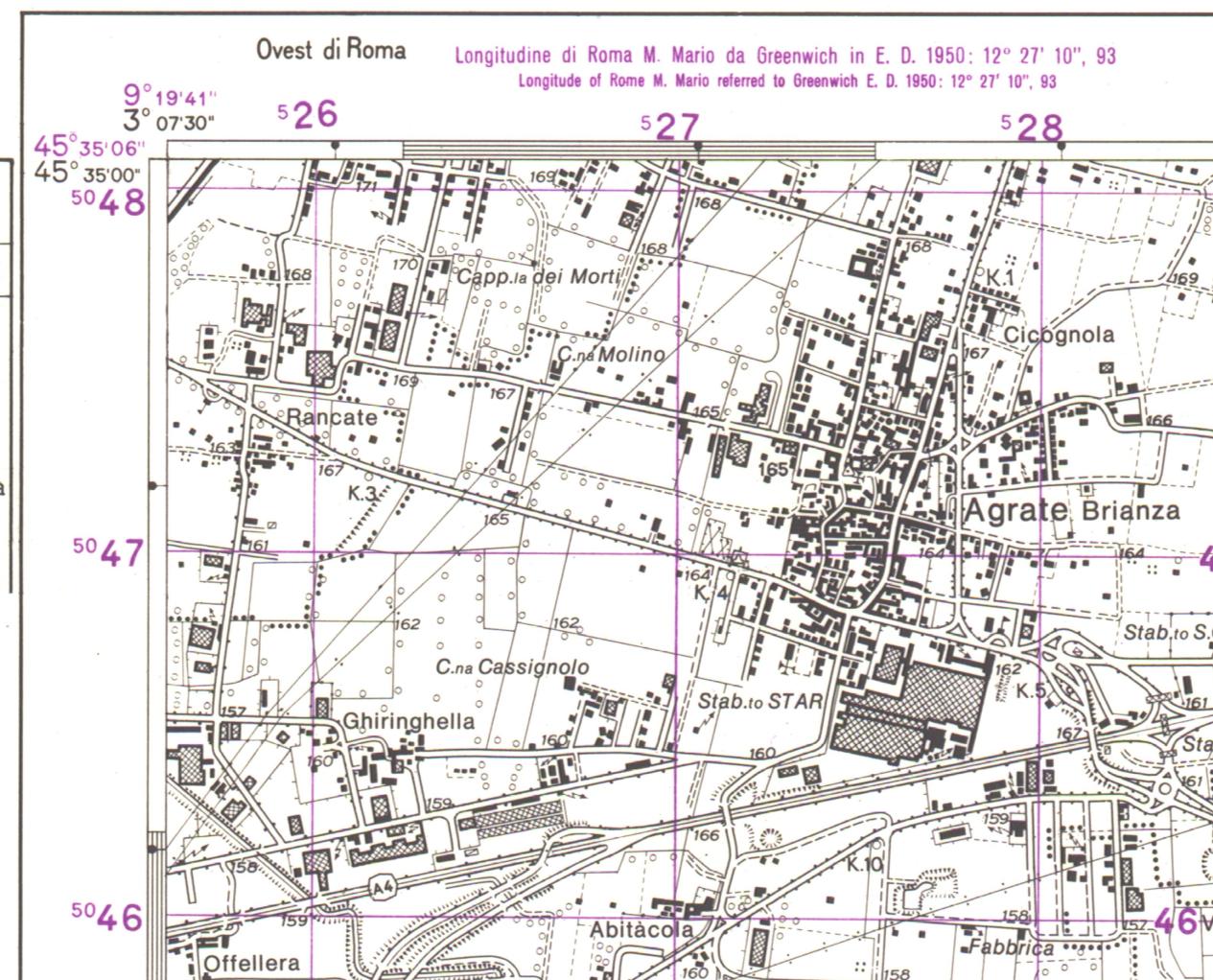 Tavoletta IGM Sulle Tavolette è possibile identificate sia le coordinate geografiche (in gradi, minuti e secondi) che chilometriche (UTM) di un punto qualsiasi ricompreso nel quadro topografico.