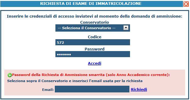 Cliccare su "Modifica". Apportare le modifiche e "Salvare". GESTIONE RICHIESTA DI IMMATRICOLAZIONE Dal menu principale, scegliere l'opzione 3.