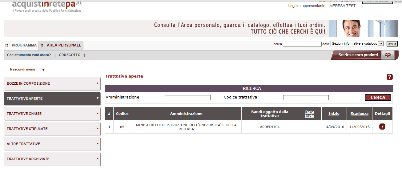 Figura 5 - Menu Trattative Dirette 2.