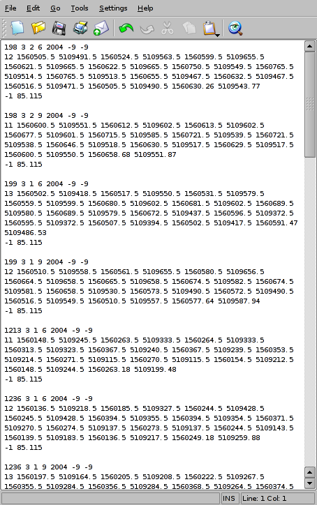 File di testo: esempi Home range Rappresentazione compatta, human readable Assenza di metadati Utile principalmente come formato neutro Emacs,