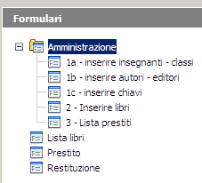 Per la gestione servono le ultime due, Formulari e Rapporti. L autore sconsiglia di modificare contenuti delle prime due rubriche che hanno una funzione strutturale meglio non da modificare.