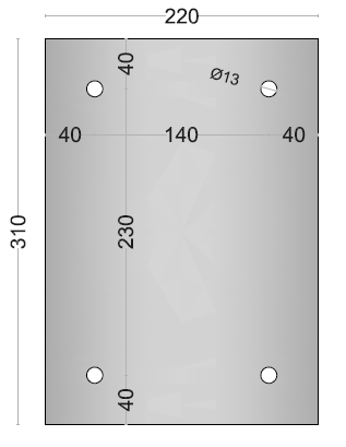 13. Dimensione d ingombro e peso Peso : 11 kg cad. ( circa ) 1. Tubolare 40x40x2....S 235 JR G2 2. Nastro 35x2.3 piegato ad L.. S 235 JR G2 3. Nastro 100x3 piegato ad U.....S 235 JR G2 4.