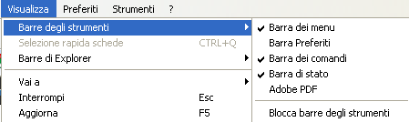 G. Pettarin ECDL Modulo 7: Internet 13 Il comando Barre degli strumenti Come si vede in figura, le barre presenti nel menu hanno un segno di spunta ( ) che indica che la barra è visibile.